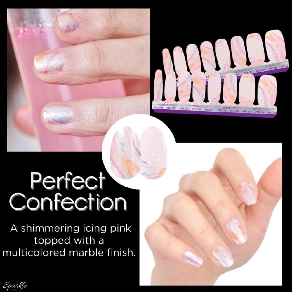 Color Street Perfect Confection Shimmering Pink Marble Press-On Nails